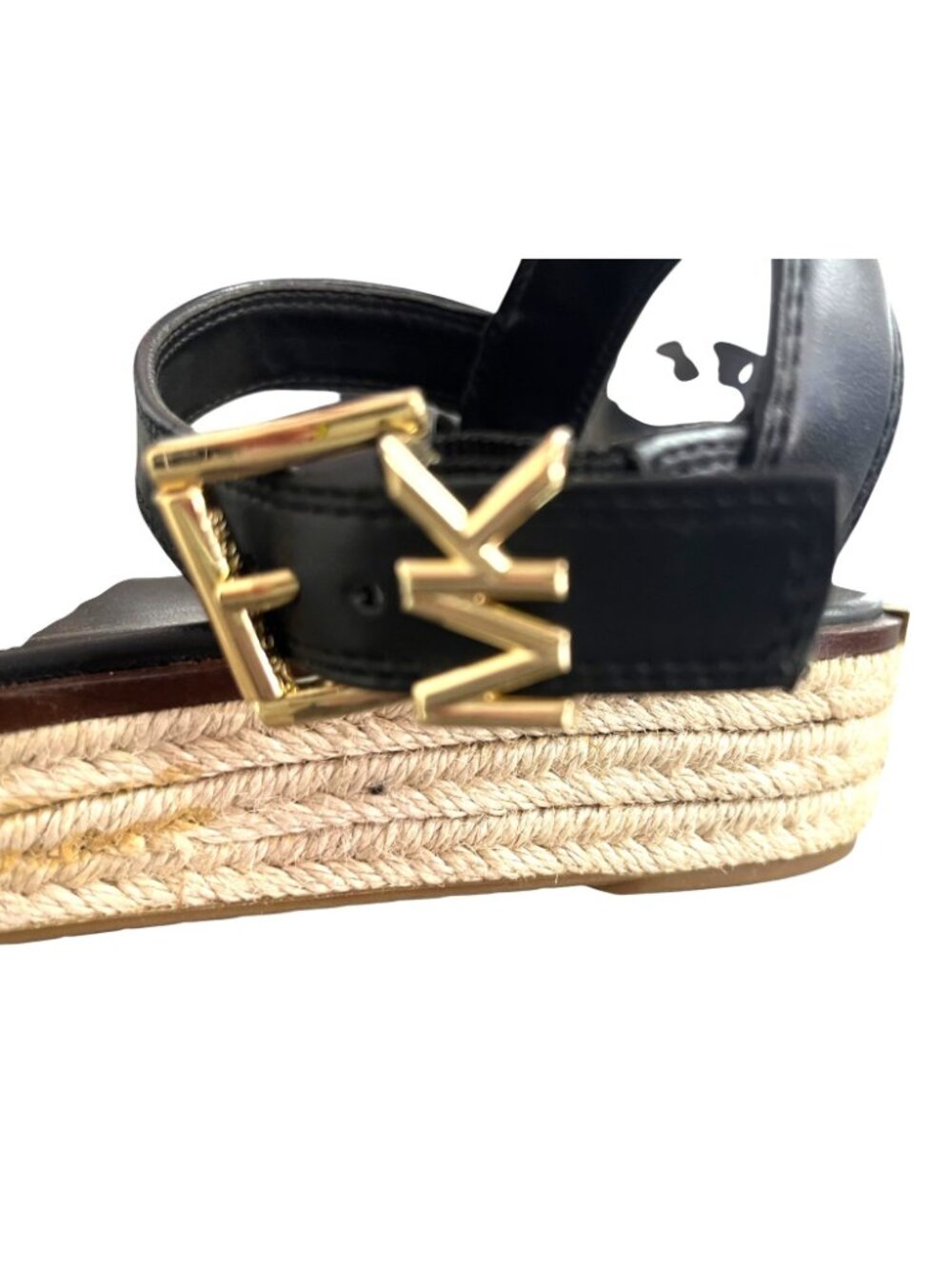 Michael Kors Richie Platform Espadrille Sandals Black Leather Size 7 NWOB - Picture 6 of 8